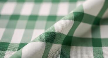 Green and White Checkered Fabric Close Up photo