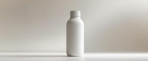 White Bottle with Lid on Simple Background for Product Presentation photo