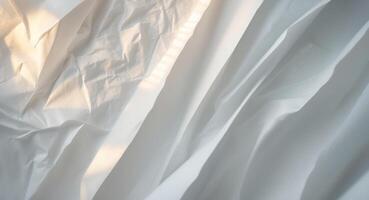 White Creased Paper Background Soft Light Glimmer Texture. photo