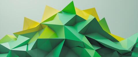 Vibrant yellow to deep green low poly triangular geometric background with a striking gradient effect. photo