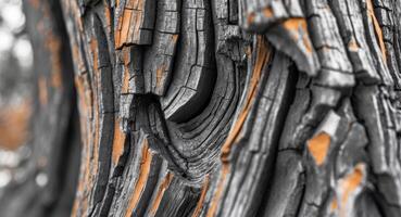 The texture of bark on an ancient tree becomes a work of art when viewed up close photo