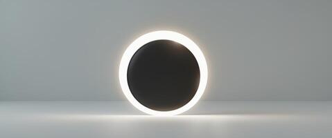 Studio image of a solar eclipse using a bright light and a black lens cap photo