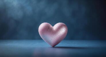 Pink Heart with Sparkles on Deep Blue Background. photo
