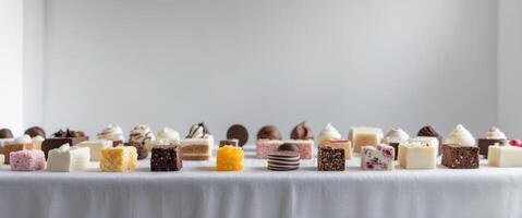 close up of sweets on table behind no symbol. photo