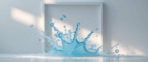 blank poster frame with dynamic water splashes. photo