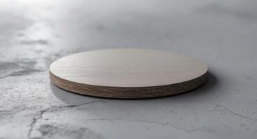 a close up of a circular wooden object on a gray surface photo