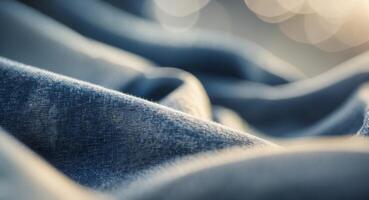 Close up soft focus denim fabric texture with blurred background. photo