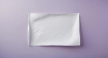 Blank sheet of craft paper on lavender background Postcard. photo