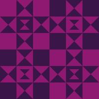 Geometric abstract pattern with vibrant magenta and dark purple triangular shapes forming a repetitive quilt style design vector