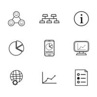Data Analysis Line Icons for Mobile and Web vector