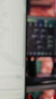 Vertical Empty AI industry startup workplace leveraging machine learning technology. Company office with PC on desk to be used by programmers building scalable solutions for businesses, close up shot video