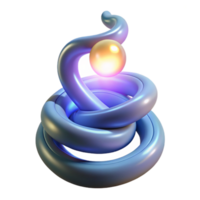Abstract 3D Render Intertwined Rings and Glowing Orb png