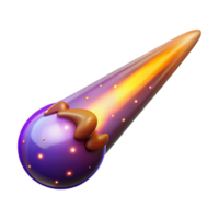 Celestial Comet 3D Render of a Purple and Orange Comet with Glowing Trail png