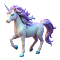 Magical Unicorn 3D Render of a Mythical Creature with Sparkling Mane and Tail png