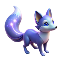 Celestial Fox A 3D Render of a Fantasy Creature with a Sparkling Tail png