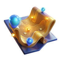 Abstract 3D Render Golden Path with Blue Spheres and Stars png