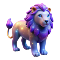 Cosmic Lion 3D Render of a Sparkling, Celestial Feline png