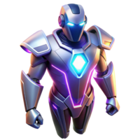 Futuristic Armored Robot Neon Glow, Advanced Mechanics, Sci Fi Design png