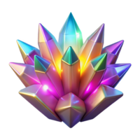 Iridescent Crystal Cluster A 3D Render of Glowing Prismatic Gems png