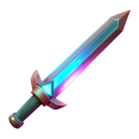 Luminous Sword Fantasy Weapon with Glowing Blade and Triangular Gem png