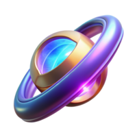 Abstract 3D Render Glowing Orb with Interlocking Rings png