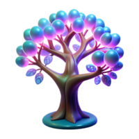 Glowing Orb Tree 3D Render of a Fantasy Tree with Illuminated Fruit png