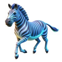 Vibrant Blue Zebra 3D Render of a Running Zebra png