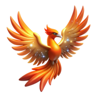 Mythical Firebird Orange Bird with Wings and Sparkling Feathers png
