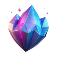 Abstract Iridescent Gem 3D Render of a Faceted Crystal with Inner Glow png