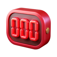 Red Digital Clock 3D Render Modern, Clean, and Bold Time Display png