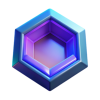 Abstract Hexagonal Shape with Gradient Colors 3D Render png