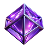 Luminous Geometric Prism 3D Render of Abstract Purple Structure png