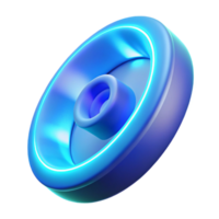 Abstract 3D Render Blue Circular Form with Neon Glowing Lines png