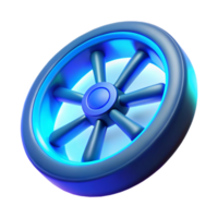 Futuristic Wheel Design 3D Render of a Circular Object with Glowing Blue Neon Lights png