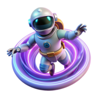 Astronaut in Neon Vortex 3D Render of Space Exploration png