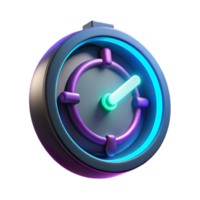 Neon Circular Timer 3D Render of a Futuristic Clock Interface png