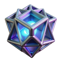 Abstract 3D Geometric Structure Interlocking Triangles and Cubes with Glowing Core png