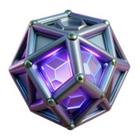 Abstract 3D Geometric Structure Illuminated Polyhedron with Metallic Frame png