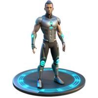 Futuristic Cyborg Hero 3D Render of Advanced Armor and Technology png