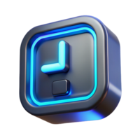 Neon Clock Interface 3D Digital Time Display png