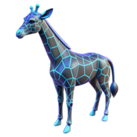 Neon Geometric Giraffe 3D Render of an Animal with Abstract Pattern png