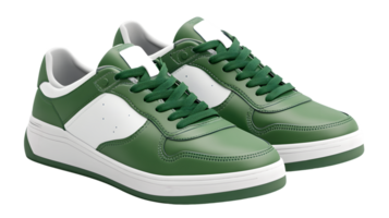 Stylish Green and White Sneakers Featuring Intricate Design and Modern Aesthetic for Daily Wear png