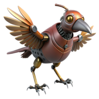 Mechanical Avian Robot Steampunk Bird Design png