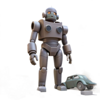 Giant Retro Robot Amidst Debris A 3D Render png