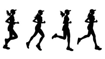 Silhouette of a running woman, symbolizing fitness, speed, and determination. A dynamic and minimalist design ideal for sports, health, and motivation concepts vector