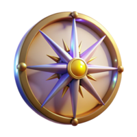 3D Render of a Star Compass Guidance, Navigation, Exploration, Direction, Travel, Adventure, Journey, Symbol, Design, Golden png