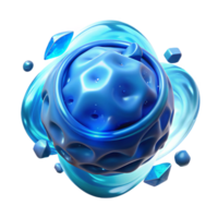 Abstract Blue 3D Render Fluid Dynamics, Geometric Shapes, and Crystalline Elements png
