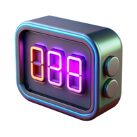 Neon Digital Timer with Buttons 3D Render of Colorful LED Clock png