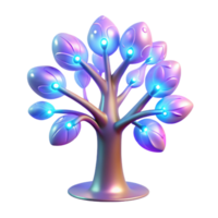 Glowing Abstract Tree 3D Render of Illuminated Foliage png