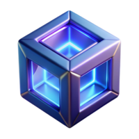 Luminous Cube 3D Render of a Glowing Geometric Structure png